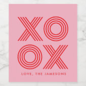 Huiles et baisers Valentine Vin Étiquette - Rose (Étiquettes simples)