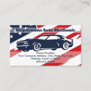 Huis Amerikaanse Vlag Auto Automechanic Service Visitekaartje
