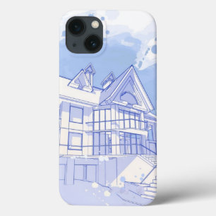 huis: aquarel tekenen iPhone 13 hoesje