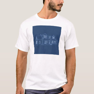 Huis: Blauwe afdruktekening: T-shirt