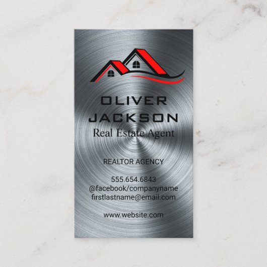 Huis Dak | Metalen Achtergrond Visitekaartje (Voorkant)