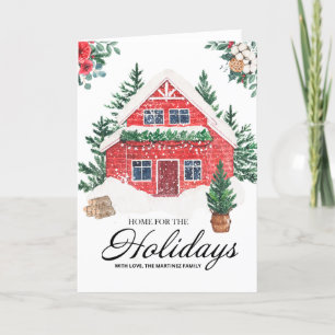 Huis en bomen voor de Feestdagen Kaart