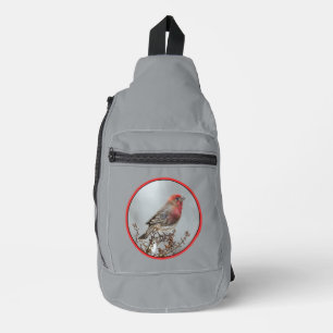 Huis Finch in de winter Sneeuw Originele foto Sling Bag