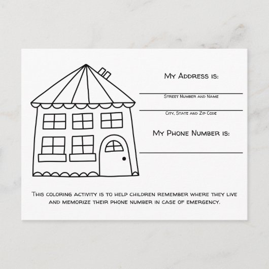 Huis Geheugen Nood Informatie voor Kinderen Activi Briefkaart (Voorkant)