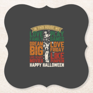 Huis Gelukkig Halloween Monsters Spinnenwebben Kartonnen Onderzetters