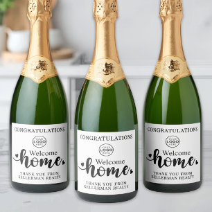 Huis Geschenk Bedankt Nieuw Woonhuis Sparkling Wijnetiket