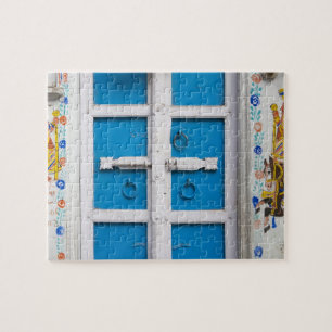 Huis geschilderd in blauw, Udaipur, Rajasthan, Ind Legpuzzel