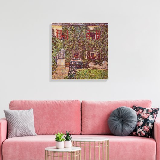 Huis Guardaboschi van Gustav Klimt, kunst Canvas Afdruk (Insitu (Woonkamer))