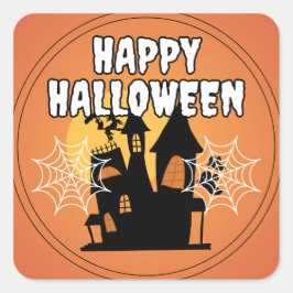 Huis Happy Halloween Vierkante Sticker