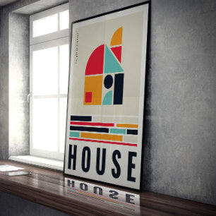 Huis in de kunst van Bauhaus. Poster