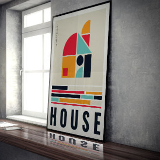 Huis in de kunst van Bauhaus. Poster
