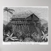 Huis in het Arfak-dorp Memiwa, Nieuw-Guinea Poster (Voorkant)