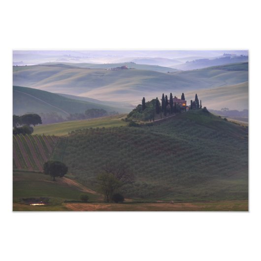 Huis in Toscane in de namiddagochtend Foto Afdruk (Voorkant)