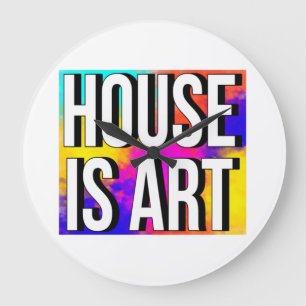 HUIS IS KUNST WITTE LETTERTYPES REGENBOOG Achtergr Grote Klok