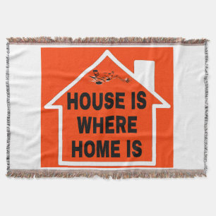HUIS IS WAAR THUIS IS LOGO ZWARTE LETTERS ORANJE B DEKEN