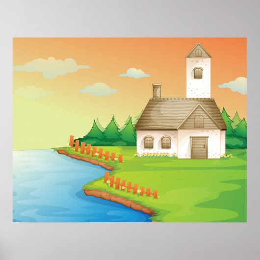 Huis langs de rivier poster (Voorkant)