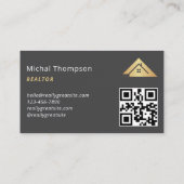 Huis Logo Vastgoed Grijs & Goud Realtor QR Code Visitekaartje (Achterkant)