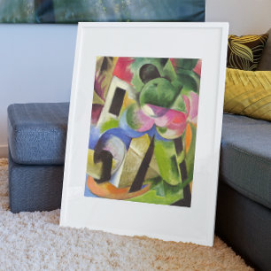 Huis met Bomen door Franz Marc, Vintage Fine Art Poster