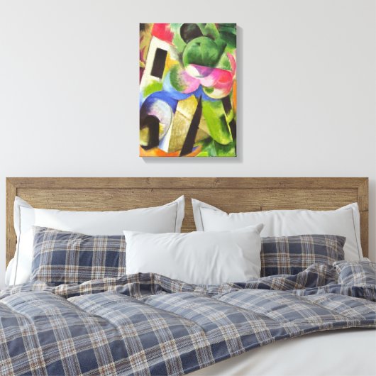 Huis met bomen van Franz Marc,  Kunst Canvas Afdruk (Insitu (Slaapkamer))