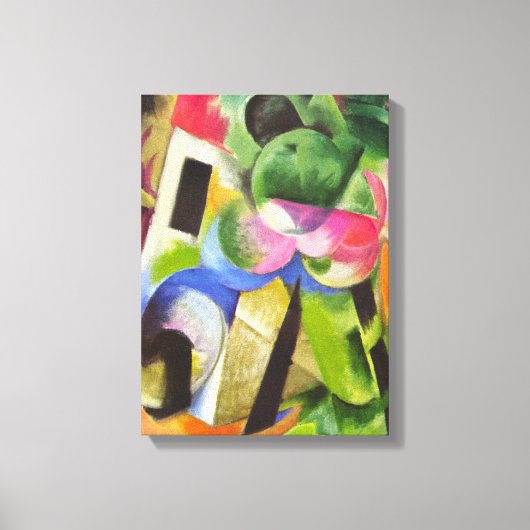 Huis met bomen van Franz Marc,  Kunst Canvas Afdruk (Voorkant)