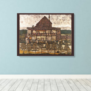 Huis met dakspanen dak door Egon Schiele Canvas Afdruk