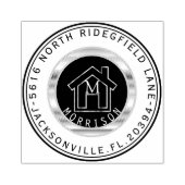 Huis met monogram en adres rubberstempel (Afrduk)