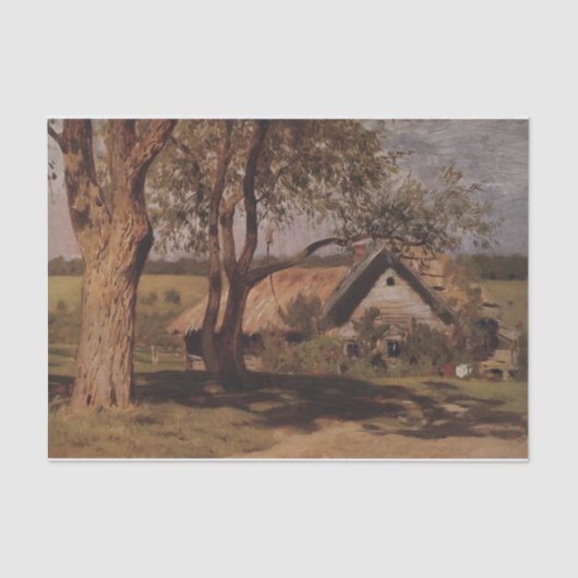 Huis met roombomen door Isaac Levitan Tissuepapier (Voorkant)