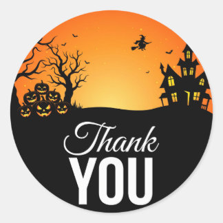 Huis met spoken Halloween Bedankt Ronde Sticker