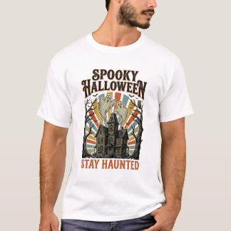 Huis met spoken Halloween T-shirt met vintage spoo
