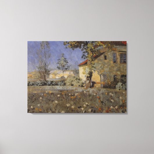  huis Mourier-Petersen in de tuin Canvas Afdruk (Voorkant)