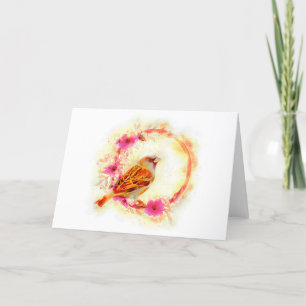 Huis mus & bloem wraith waterverf schilderij feestdagen kaart