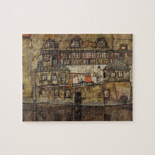 Huis Muur aan de Rivier door Egon Schiele Legpuzzel (Horizontaal)