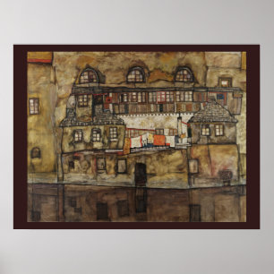 Huis Muur aan Rivier door Egon Schiele Poster