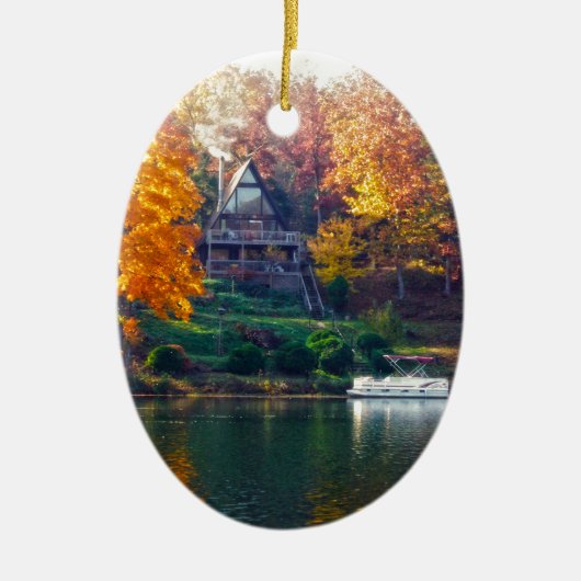 Huis op het meer keramisch ornament (Voorkant)