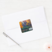 Huis op het meer vierkante sticker (Envelop)