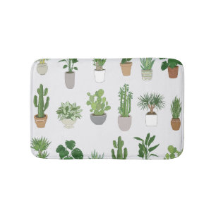 Huis planten,  doodle patroon badmat