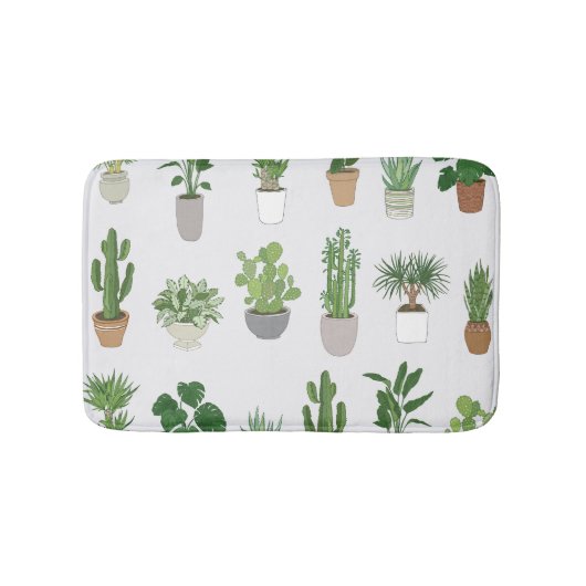 Huis planten, doodle patroon badmat (Voorkant)
