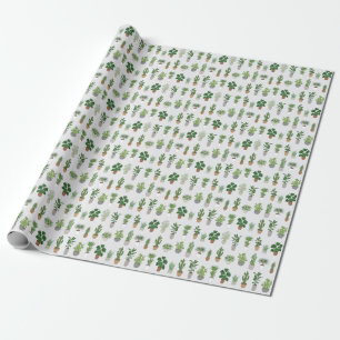 Huis planten, doodle patroon cadeaupapier