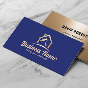 Huis Schilder Marine Blauw & Goud Schilderij Servi Visitekaartje