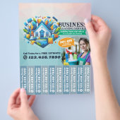 Huis schoonmaak Dienst Flyer Afscheur stroken (Hand)