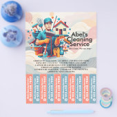 Huis schoonmaak Dienst Flyer Afscheur stroken (Enkel)