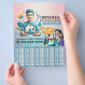 Huis schoonmaak Dienst Flyer Afscheur stroken (Hand)
