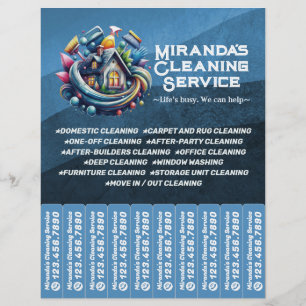 Huis schoonmaak Dienst Flyer Afscheur stroken
