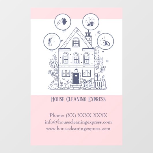 Huis Schoonmaak Express Venster Cling Raamsticker (Vel)