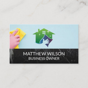 Huis Schoonmaak Logo Dienstmeid Visitekaartje