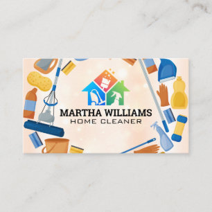 Huis Schoonmaak Logo Schoonmaakapparatuur Visitekaartje