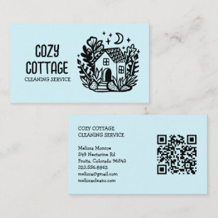 Huis Schoonmaak Schattigee Cottage Art Custom QR C Visitekaartje