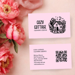 Huis Schoonmaak Schattigee Cottage Art Custom QR C Visitekaartje