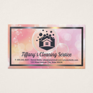 Huis Schoonmaak Service Logo Zeepbellen Visitekaartje