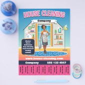 Huis Schoonmaak Service Sjabloon Roze Flyer (Enkel)